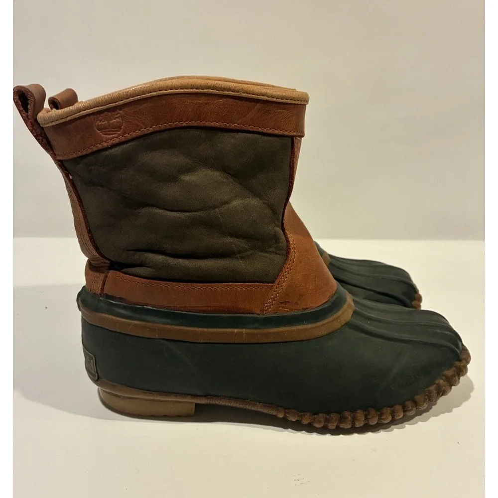 Timberland Mens Vintage Duck Boots Brown Green Waterproof Pull On Size 8 21307